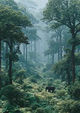 Elephant in a Lush Green Forest