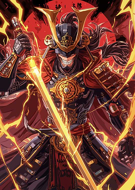 Fantasy Samurai Warrior with Glowing Sword