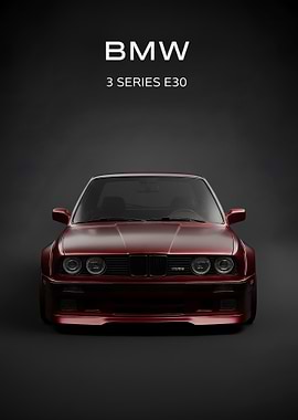 red BMW 3 E30 Front poster