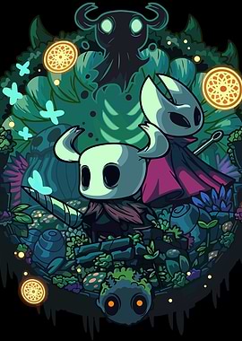 Hollow Knight characters in a forest