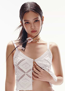 Jennie Kim in White Crochet Top