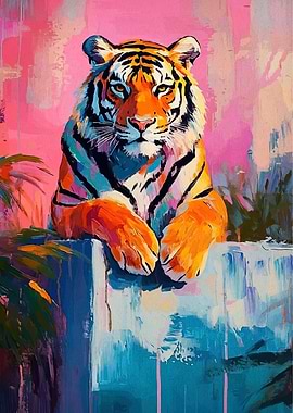 Colorful Tiger Painting
