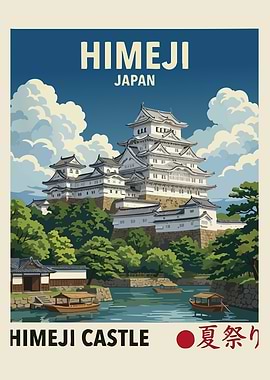 Himeji Castle Japan Travel Poster