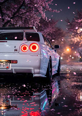 Car Nissan Skyline GTR R34 Cherry Blossoms