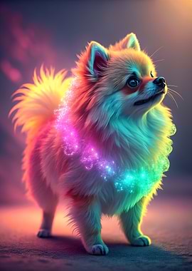 Colorful Pomeranian with Sparkles