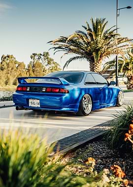 Blue Stanced Nissan Silvia S14