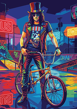 Colorful Biker in Urban Setting