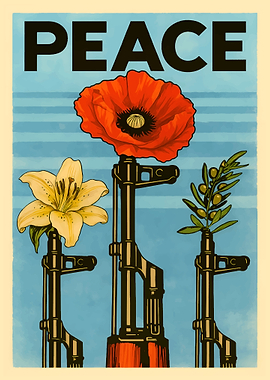 Peace Symbolism with Flowers and Guns