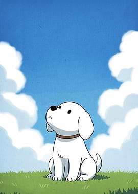Cartoon Dog Gazing at the Sky