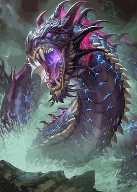 Fearsome Dragon Emerging from the Sea