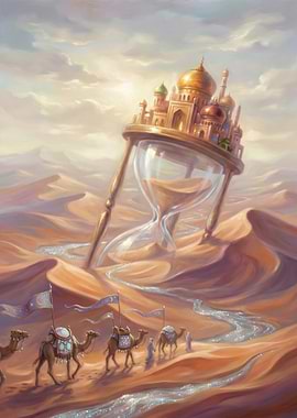 Desert Caravan with Hourglass City