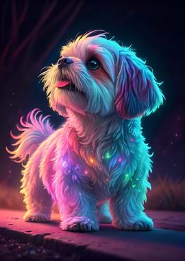 Neon Shih Tzu Puppy Portrait