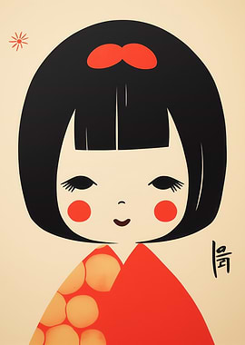 Sosaku Kokeshi Doll Illustration