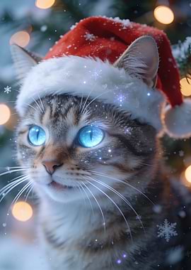 Christmas Cat with Santa Hat