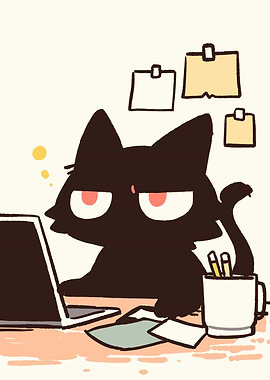 Grumpy Cat Working on Laptop