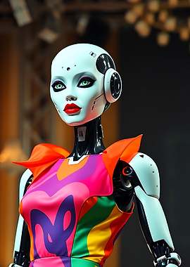 Fashionable Robot in Colorful Dress