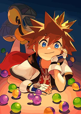 Kingdom Hearts Sora with Colorful Spheres