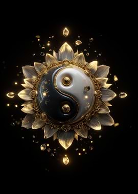 Golden Yin Yang Lotus