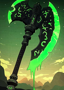 Glowing Green and Black Axe