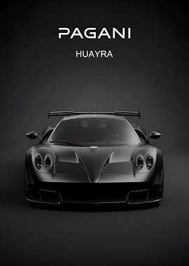 black Pagani Huayra Front poster