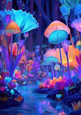 Luminous Mushroom Forest