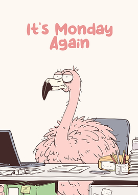 Monday Flamingo Cartoon