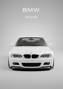 White BMW M3 E46 Front poster