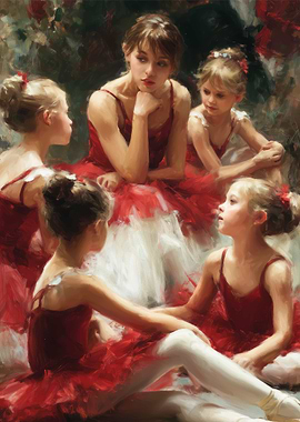 Ballet Class in Red Tutus