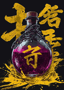 Potion Bottle with Chains and Kanji