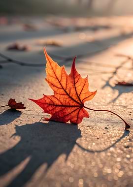 Autumn Maple Leaf on Concrete