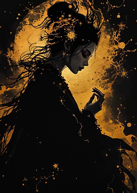 Celestial Woman in Gold and Black