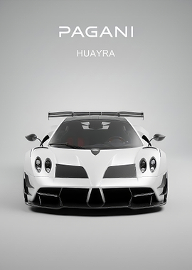 white Pagani Huayra poster