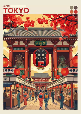 Tokyo, Japan Illustration