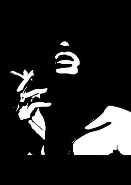 Monochrome Silhouette of a Person Smoking