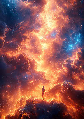 Astronaut in Fiery Nebula