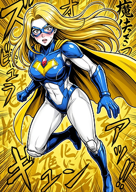 Blonde Superheroine in Action Pose