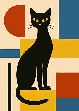 Abstract Black Cat Art