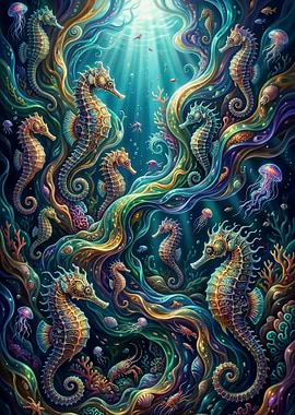 Seahorse underwater fantasy