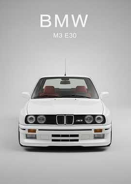 white BMW E30 Front poster