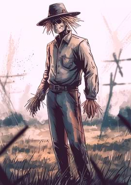 Scarecrow in Field Digital Art