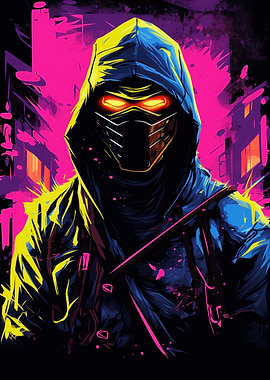 Cyberpunk Ninja Assassin with Glowing Eyes