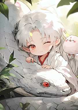 Anime Boy with Snake and Chick