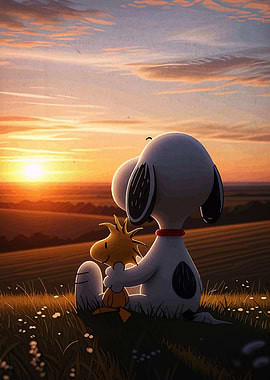 Snoopy and Woodstock Sunset