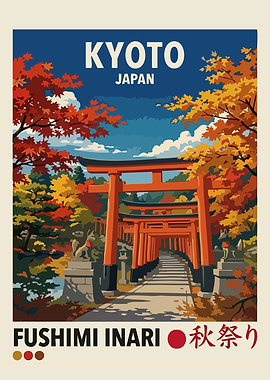 Kyoto Japan Fushimi Inari Travel Poster