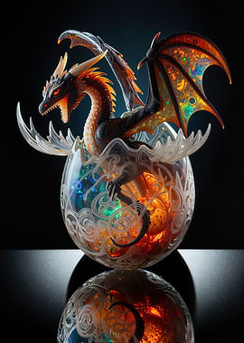 Dragon Hatching from Decorative Egg