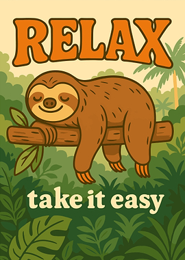 Relax Sloth Cartoon Illustration