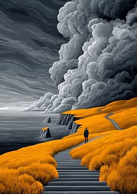 Coastal Landscape with Figure and Storm