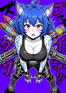 Anime Catgirl with Heavy Weapons