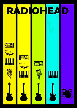 Radiohead Musical Instruments Colorful Poster
