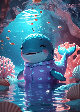 Cute Whale in Pajamas Underwater